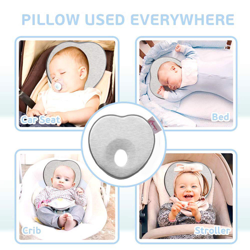 Newborn 3 Months Baby Head Shaping Pillow Cushion for Flat Head Syndrome Prevention Prevent Plagiocephaly Grey